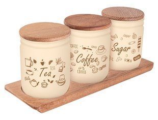 Банка Herevin Wooden Set-Beige-Browm Tea-Coffee-Sugar 0.446 л