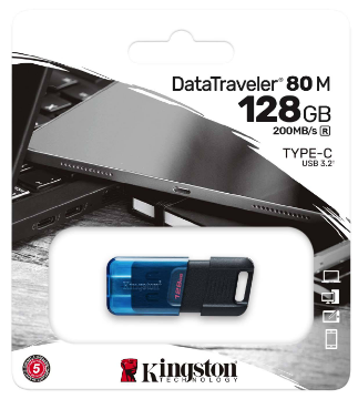 Flash Drive Kingston DT80M 128GB 256MB/s USB-C 3.2