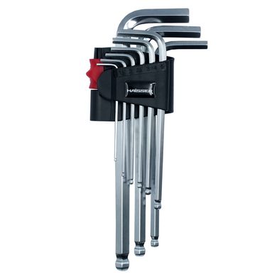 Набір Г-подібних ключів HEX шароподібних подовжених 9 од., S2, 1,5-10 мм Haisser