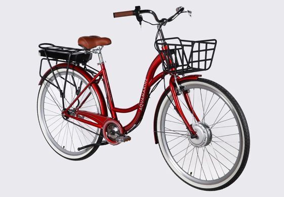 Велосипед с электроприводом 28" ST Dorozhnik eAQUAMARINE BH рама-19" 36B 13А*ч 500Вт бордовый YS 2476 с корзиной 2026