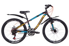 Велосипед в коробці 24" Discovery FLIPPER AM DD рама-13" ST чорно-синій з помаранчевим (м) з крилом Pl 2021