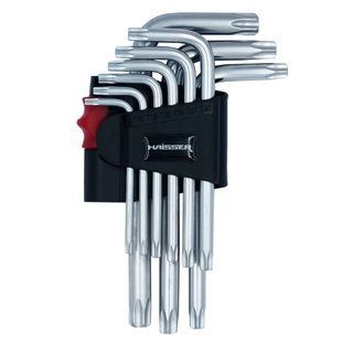 Набір Г-подібних ключів TORX з отвором 9 од., S2, T10-50, Haisser