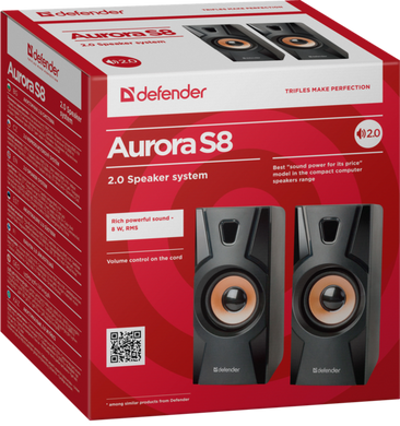 Акустика Defender Aurora S8 Black 2.0, 8 W, USB (65408)