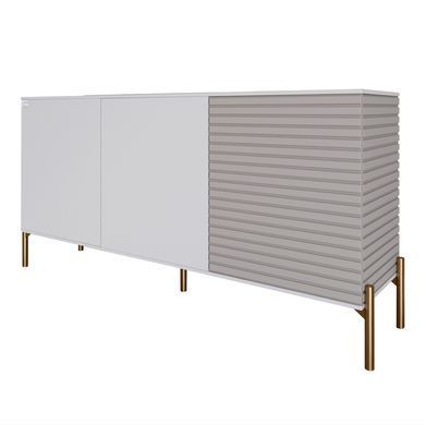 Комод закрытый в гостиную на золотых металлических ножках LION Грей 154x38x76,5 см Нимфея Альба (белый)/Кашемир (LION-041874)