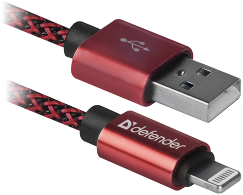 Кабель Defender ACH01-03T PRO USB2.0, AM-Lightning Red, 1m (87807)