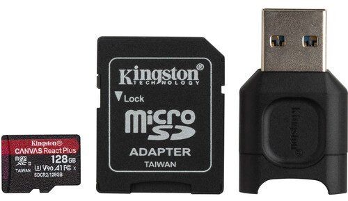 Картка пам'ятi Kingston microSDXC 128Gb Canvas React+ (R285/W165)+reader