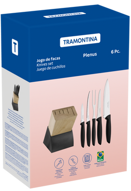 Набор ножей Tramontina Plenus black, 6 предметов