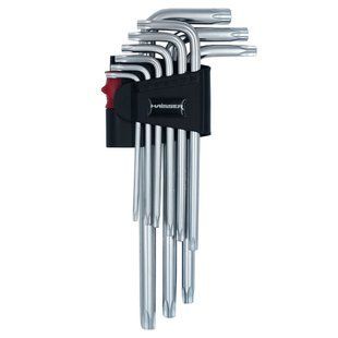 Набір Г-подібних ключів TORX з отвором 9 од., T10-50, Haisser