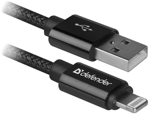 Кабель Defender ACH01-03T PRO USB2.0, AM-Lightning Black, 1m (87808)