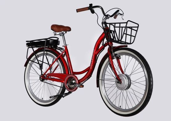 Велосипед с электроприводом 26" ST Dorozhnik eAQUAMARINE BH рама-17" 36B 13А*ч 500Вт бордовый YS 2476 с корзиной 2026