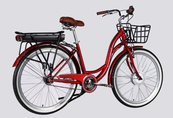 Велосипед с электроприводом 26" ST Dorozhnik eAQUAMARINE BH рама-17" 36B 13А*ч 500Вт бордовый YS 2476 с корзиной 2026