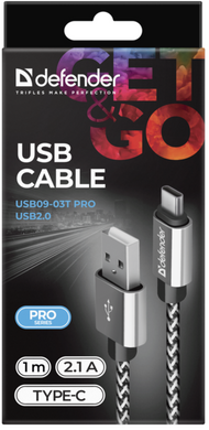 кабель Defender (87809)ACH01-03T PRO USB2.0, AM-Lightning Білий, 1m