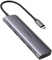 Кабель Ugreen CM136 Type-C M - HDMI+3xUSB+PD Power Converter (Gray)