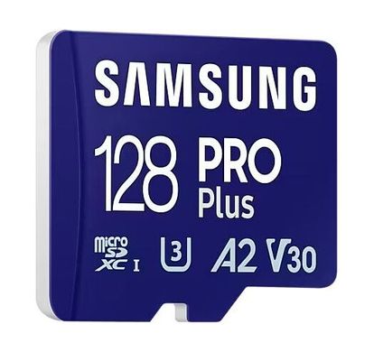 Карта пам'яті Samsung PRO Plus microSDXC 128GB UHS-I U3 V30 A2 + адаптер SD (MB-MD128SA/EU)