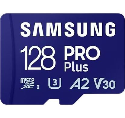 Карта пам'яті Samsung PRO Plus microSDXC 128GB UHS-I U3 V30 A2 + адаптер SD (MB-MD128SA/EU)