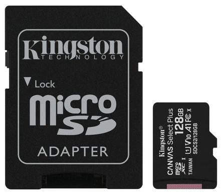 Карта пам'яті Kingston microSDHC 128GB Canvas Select + A1 (W100/W85) + SD адаптер