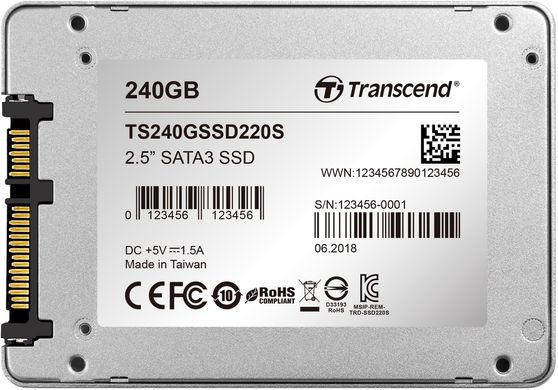SSD накопичувач Transcend SSD220S 240Gb SATAIII TLC (TS240GSSD220S)