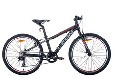 Велосипед 24" Leon JUNIOR 2021 (чорно-помаранчевий з сірим (м))