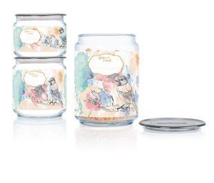 Банка Luminarc PLANO HAPPY BIRD /НАБІР/3х0.5, 0.75,1 л з сірою кришкою (P9217)