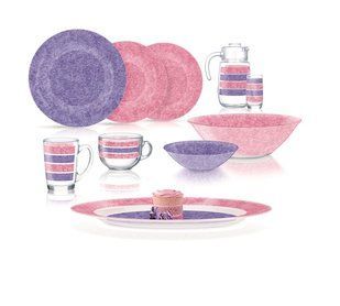 Сервиз столовый Luminarc AMB Stony Pink & Purple, 46 предметов