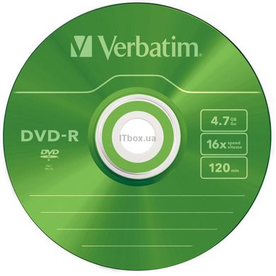 Диски CD/DVD/MD Verbatim DVD-R 4,7Gb 16x Slim 5 pcs Color 43557