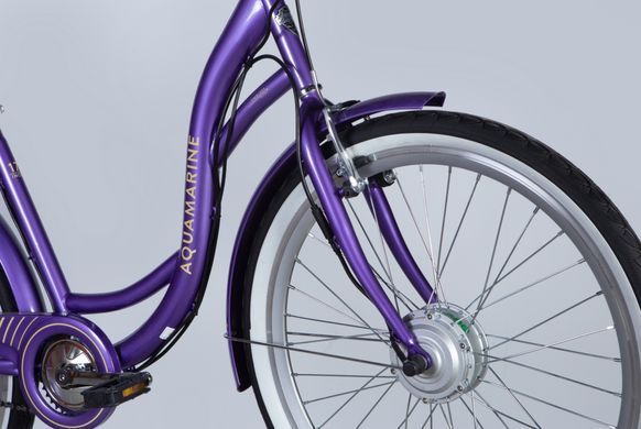 Велосипед с электроприводом 26" ST Dorozhnik eAQUAMARINE BH рама-17" 36B 13А*г 500Вт фиолетовый с корзиной 2026