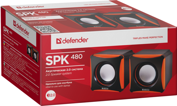 Комп.акустика Defender (65480)2.0 SPK-480 2x2 Вт, USB черный