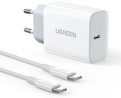 Мережевий зарядний пристрій Ugreen CD127 30W Type-C PD Charger + C-C 2m Cable (White)