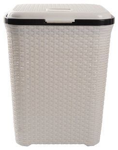 Корзина для белья Violet House 0726 Ротанг WHITE black 55 л