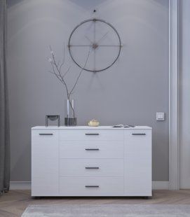 Комод для гостиной Эверест Бриз К-6 130х38х72.5 нимфея альба (телескопы) (DTM-2478)