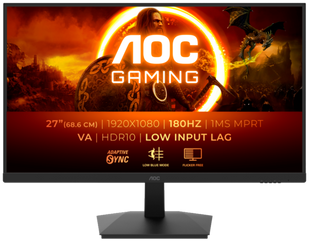 Монiтор TFT AOC 27" 27G15N2 VA FHD 300nit 180Hz HDMI DP Black