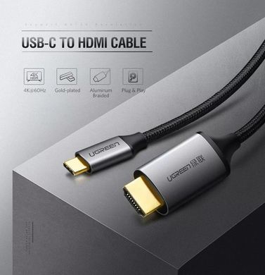 Кабель Ugreen MM142 Type-C M - HDMI M Cable Alum. 1.5м (Gray\Black)