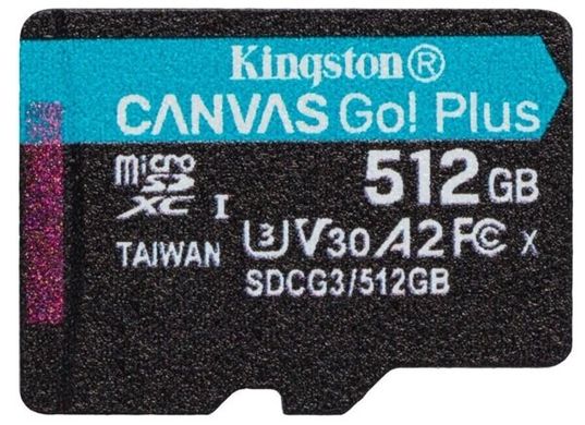 Карта пам'яті Kingston microSDXC 512GB Canvas Go+ U3 V30 (SDCG3/512GB) + Адаптер