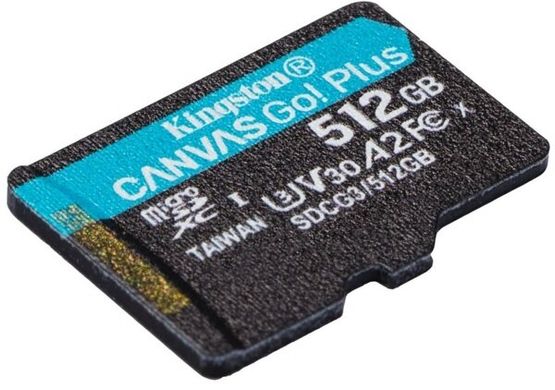 Карта памяти Kingston microSDXC 512GB Canvas Go+ U3 V30 (SDCG3/512GB) + Адаптер