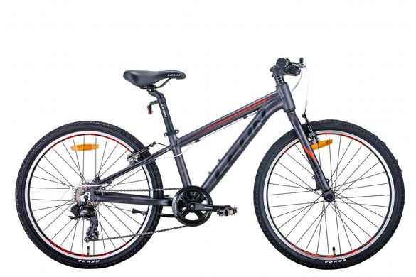 Велосипед 24" Leon JUNIOR 2021 (антрацитний з червоним (м))