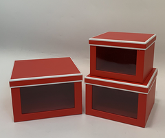 Подарочная коробка UFO W2019 Набор 3 шт Red/White квадр.