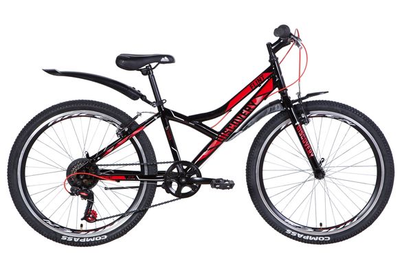 Велосипед 24" Discovery FLINT 2021 (черно-красный с серым)