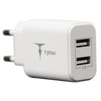 Сетевое зарядное устройство T-Phox Pocket 2.1A Dual USB White