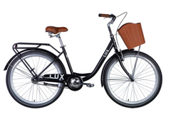 Велосипед сталь 26 Dorozhnik CRYSTAL гальмівна рама-17" чорний з багажником задн St з корзиною Pl з крилом St 2024