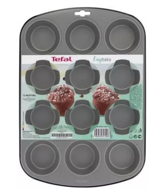 Форма для выпечки маффинов Tefal Easybake baking на 12 шт. 38*27*3 см, углеродистая сталь