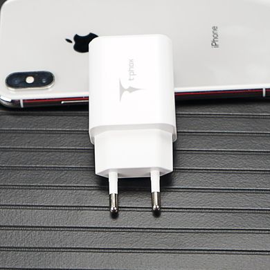 мережева зарядка T-Phox Pocket 2.1A Dual USB (Білий)