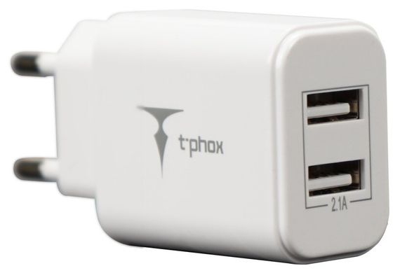 мережева зарядка T-Phox Pocket 2.1A Dual USB (Білий)