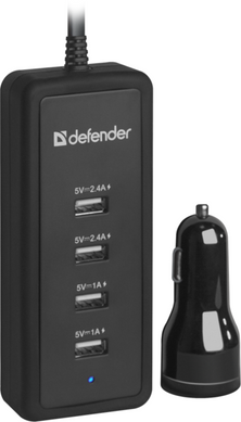 Автомобильное зарядное устройство Defender ACA-02 авто,5 портов USB, 5V / 9.2A (83568)