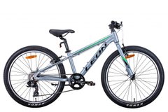 Велосипед 24" Leon JUNIOR 2021 (сріблясто-чорний з зеленим)