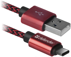 кабель Defender (87813)USB09-03T PRO USB2.0, AM-Type-C Червоний, 1m