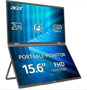 Монiтор TFT ACER 15.6" Dual Portable PD163QTbmiuux (UM.ZP3EE.011) IPS 2xFHD 10point MultiTouch 2*USB-C