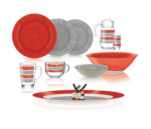 Сервиз столовый Luminarc AMB Stony Red&Grey, 46 предметов