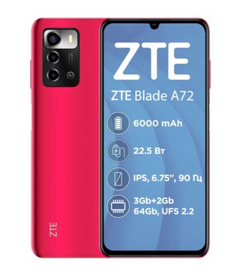 Смартфон Zte Blade A72 3/64 GB Red
