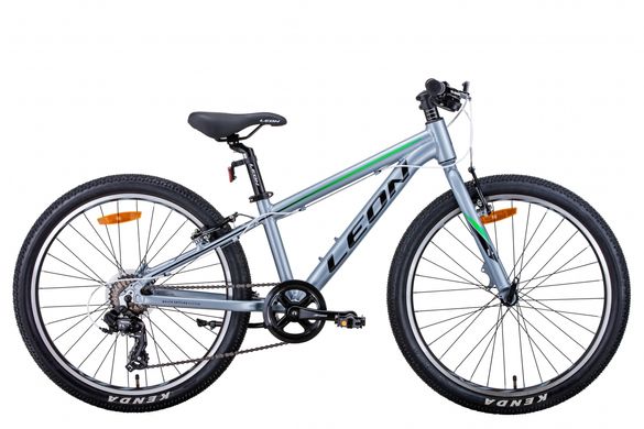 Велосипед 24" Leon JUNIOR 2021 (серебристо-черный с зеленым)