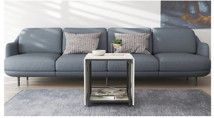Стол журнальный трансформер Куб Комбо Ferrum-decor 540x532x500 Черный металл ДСП Бетон 16 мм (FRD-105155)